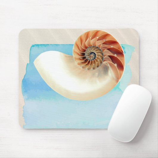 Tapis De Souris Nautilus Coquillage et sable (Avec souris)