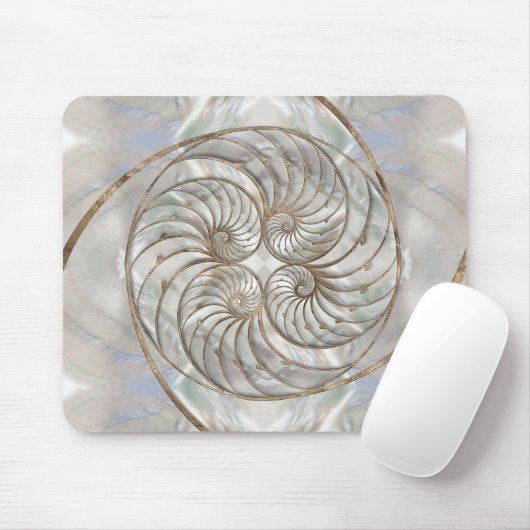 Tapis De Souris Nautilus Shell - Mère de Pearl et d'or (Avec souris)