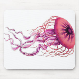 Tapis de souris nautique/côtier de méduses roses