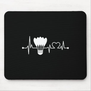 Tapis De Souris Navette Heartbeat Funny Badminton Player Cadeau