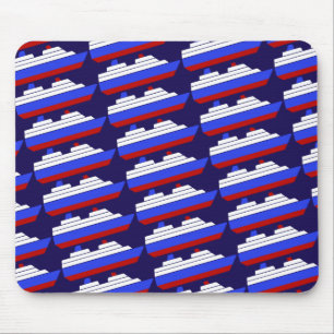Tapis De Souris navire de mer rouge et bleu