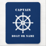 Tapis De Souris Navire nautique Capitaine et Bateau ou nom Marine<br><div class="desc">Navires nautiques Roue-train Capitaine Votre nom personnalisé ou nom de bateau Pad de souris.</div>