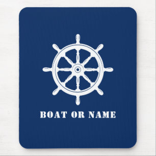 Tapis De Souris Navire nautique Helm et votre bateau ou nom Navy