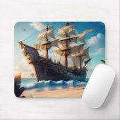 Tapis De Souris Navire pirate de plage tropicale (Avec souris)