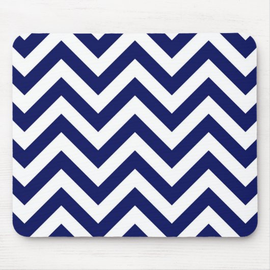 Tapis De Souris Navy Blue and White Large Chevron Zig Zag (Devant)