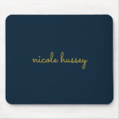 Tapis De Souris Navy Blue Gold Script  | Stylish Monogram Modern (Devant)