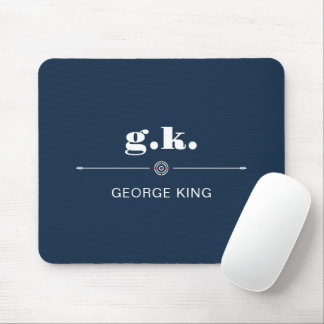 Tapis De Souris Navy Blue White Monogrammed Target Crosshair