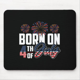 Tapis De Souris Né Le 4 Juillet 4 juillet Anniversaire Pa