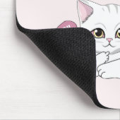 Tapis De Souris Ne regardez pas le chat - Drôle chat blanc (Coin)