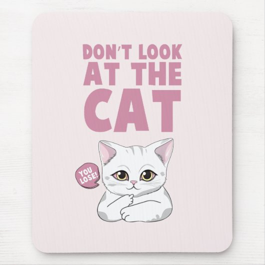 Tapis De Souris Ne regardez pas le chat - Drôle chat blanc (Devant)