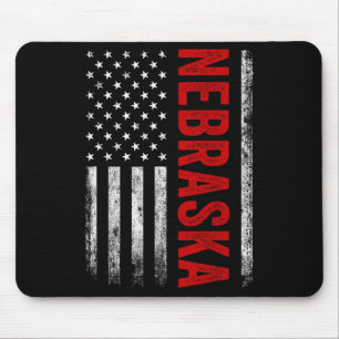 Tapis De Souris Nebraska Vintage Us Drapeau Américain Rétro Pour L