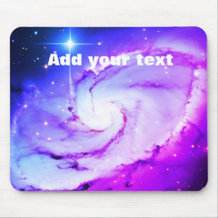 Tapis De Souris Nébuleuse galaxie bleue rose violet ajoutez votre