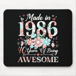 Tapis De Souris Née en 1986 40 ans Fleurie 40e anniversaire