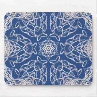 Tapis De Souris Neige Bleue Bleue Bleue et Star Kaleidoscope