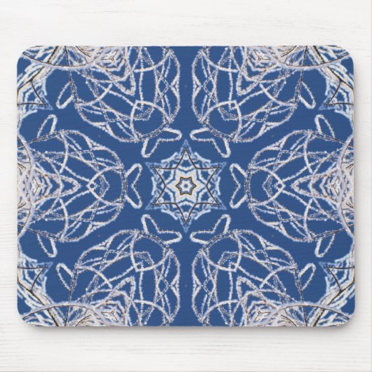 Tapis De Souris Neige Bleue Bleue Bleue et Star Kaleidoscope (Devant)