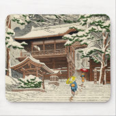 Tapis De Souris Neige d'Asano Takeji dans l'art de hanga de tibia (Devant)