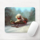 Tapis De Souris Neige de Noël caniche hiver (Avec souris)