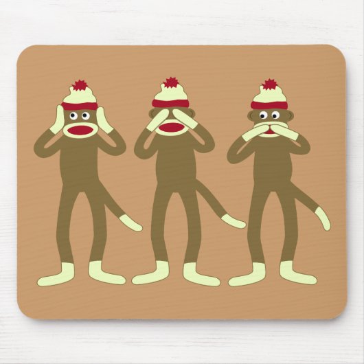 Tapis De Souris N'entendez, voyez, parler l'aucun singe de (Devant)