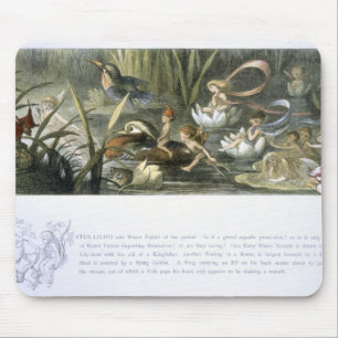 Tapis De Souris Nénuphars et fées de l'eau, illustration de