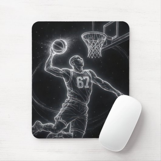 Tapis De Souris Neon Basketball Player Number 67 (Avec souris)