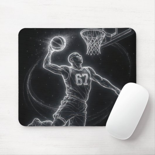Tapis De Souris Neon Basketball Player Number 67 (Avec souris)