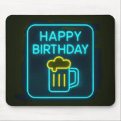 Tapis De Souris Neon Birthday Bière Mug Sur Noir (Devant)