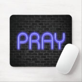 Tapis De Souris néon brillant signe PRAY en brique (Avec souris)