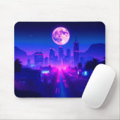 Tapis De Souris Neon City Synthwave Sunset XL Gaming Desk Mat (Avec souris)
