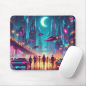Tapis De Souris Neon Cityscape (Avec souris)