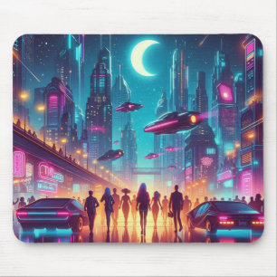 Tapis De Souris Neon Cityscape
