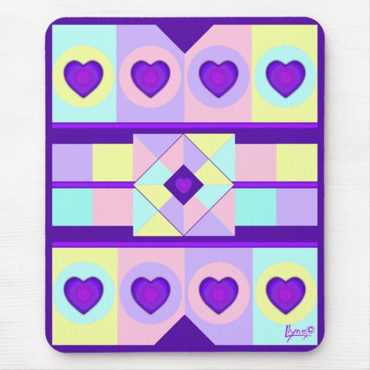 Tapis De Souris NEON & coeur violet battre (Devant)