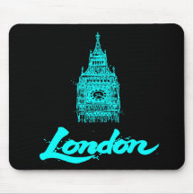 Néon Cyan Londres Big Ben Esquisse Moderne Noir