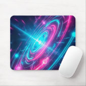 Tapis De Souris Neon Cyberpunk Glowing Galaxy Light Trails (Avec souris)