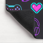 Tapis De Souris Neon Gamer Controller and Hearts Pattern (Coin)