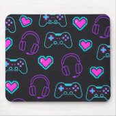 Tapis De Souris Neon Gamer Controller and Hearts Pattern (Devant)