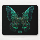 Tapis De Souris Neon Green Luminescent Butterfly Art (Devant)