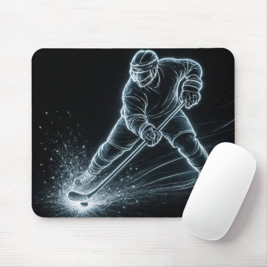 Tapis De Souris Neon Hockey Player On Ice (Avec souris)