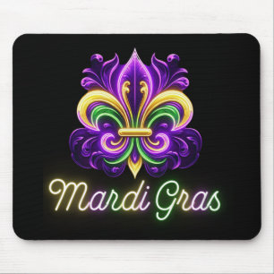 Tapis De Souris Neon Mardi Gras Fleur de lis coloré