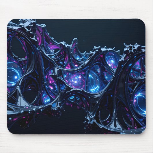 Tapis De Souris Neon Nexus : Structure Techno-Organique Intertissé (Devant)