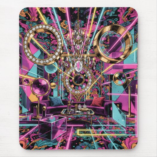 Tapis De Souris Neon Psychedelic Luxury Lounge Art (Devant)