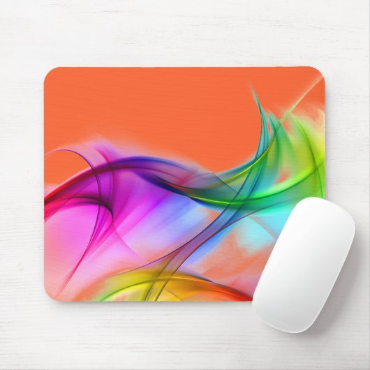 Tapis De Souris Neon Rainbow Abstrait Sur Orange (Avec souris)