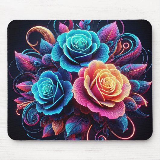Tapis De Souris Neon Roses (Devant)