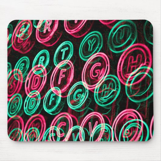 Tapis De Souris Neon typewriter keys close up (Devant)