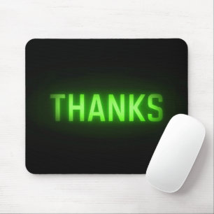 Tapis De Souris Neon Vert brillant Merci Connexion Noir