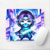 Tapis De Souris Neon Warrior - Chibi Cyber Ninja Mousepad (Avec souris)
