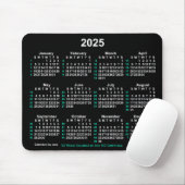 Tapis De Souris Neon White 2025 52 semaines Calendrier ISO par Jan (Avec souris)