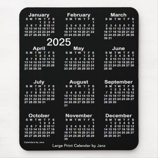 Tapis De Souris Neon White 2025 - Calendrier d'impression par Janz (Devant)