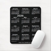 Tapis De Souris Neon White 2026 - Calendrier d'impression par Janz (Avec souris)