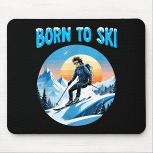 Tapis De Souris Nés pour skier lunettes de ski drôles montagne hiv