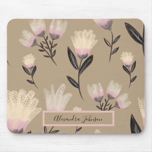 Tapis De Souris Neutral Blush Floral  | Modern Botanical (Devant)